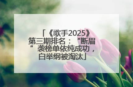 《歌手2025》第三期排名：“断眉”袭榜单依纯成功，白举纲被淘汰