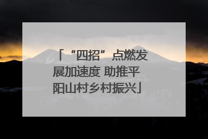 “四招”点燃发展加速度 助推平阳山村乡村振兴