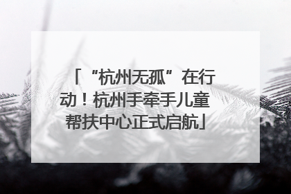 “杭州无孤”在行动！杭州手牵手儿童帮扶中心正式启航