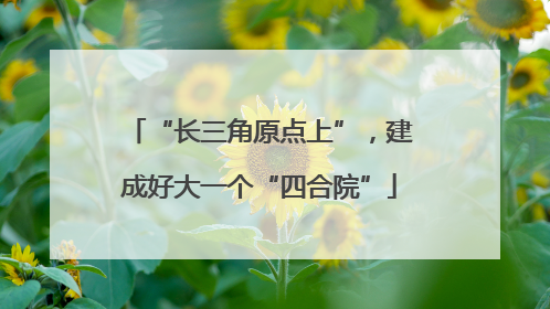 “长三角原点上”，建成好大一个“四合院”