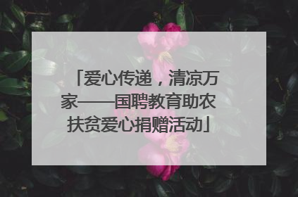 爱心传递，清凉万家——国聘教育助农扶贫爱心捐赠活动
