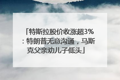 特斯拉股价收涨超3%：特朗普无意沟通，马斯克父亲劝儿子低头