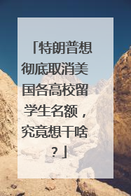 特朗普想彻底取消美国各高校留学生名额，究竟想干啥？