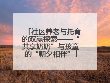 社区养老与托育的双赢探索——“共享奶奶”与孩童的“朝夕相伴”