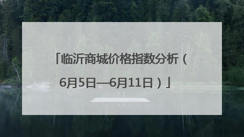 临沂商城价格指数分析（6月5日—6月11日）