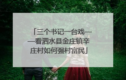 三个书记一台戏——看泗水县金庄镇辛庄村如何强村富民