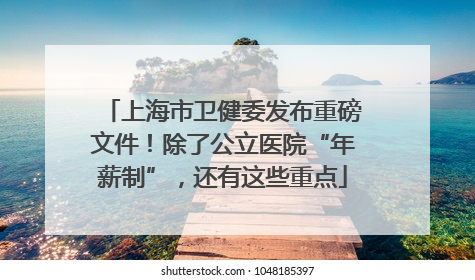 上海市卫健委发布重磅文件！除了公立医院“年薪制”，还有这些重点