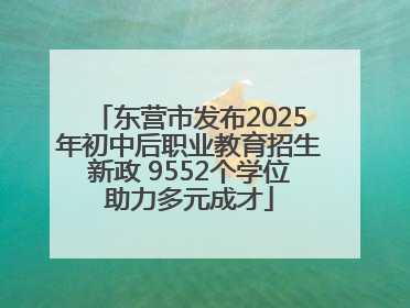东营市发布2025年初中后职业教育招生新政 9552个学位助力多元成才