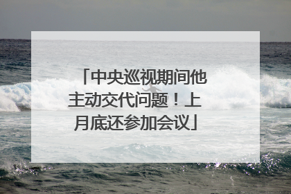 中央巡视期间他主动交代问题！上月底还参加会议