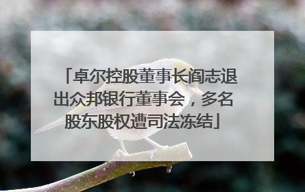 卓尔控股董事长阎志退出众邦银行董事会，多名股东股权遭司法冻结