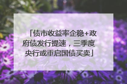 债市收益率企稳+政府债发行提速，三季度央行或重启国债买卖
