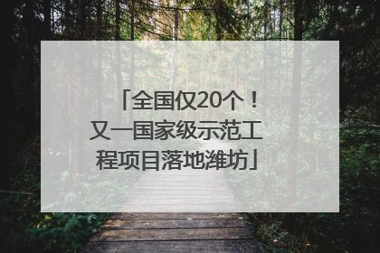 全国仅20个！又一国家级示范工程项目落地潍坊