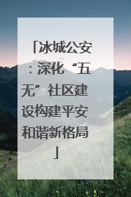 冰城公安：深化“五无”社区建设构建平安和谐新格局