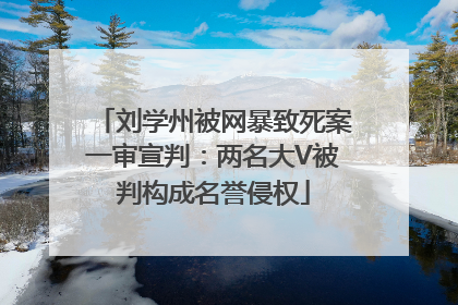 刘学州被网暴致死案一审宣判：两名大V被判构成名誉侵权