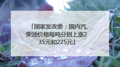 国家发改委：国内汽、柴油价格每吨分别上涨235元和225元