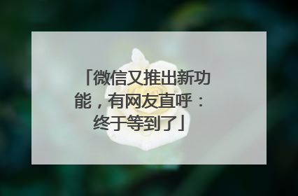 微信又推出新功能，有网友直呼：终于等到了