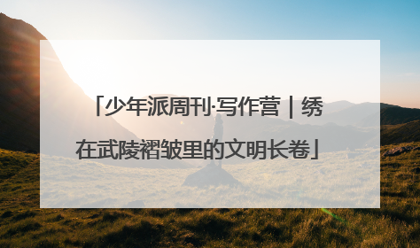 少年派周刊·写作营｜绣在武陵褶皱里的文明长卷