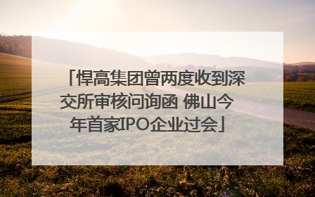 悍高集团曾两度收到深交所审核问询函 佛山今年首家IPO企业过会