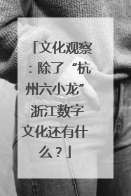 文化观察：除了“杭州六小龙” 浙江数字文化还有什么？