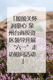殷殷关怀润童心 泉州台商投资区领导开展“六一”走访慰问活动