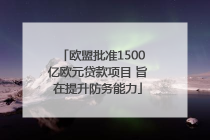 欧盟批准1500亿欧元贷款项目 旨在提升防务能力