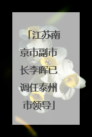 江苏南京市副市长李晖已调任泰州市领导