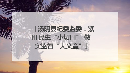 汤阴县纪委监委：紧盯民生“小切口” 做实监督“大文章”