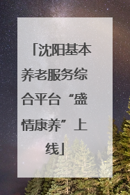 沈阳基本养老服务综合平台“盛情康养”上线