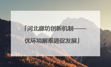 河北廊坊创新机制——优环境解难题促发展