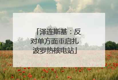 泽连斯基：反对单方面重启扎波罗热核电站