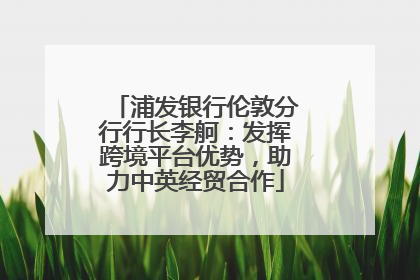 浦发银行伦敦分行行长李舸：发挥跨境平台优势，助力中英经贸合作