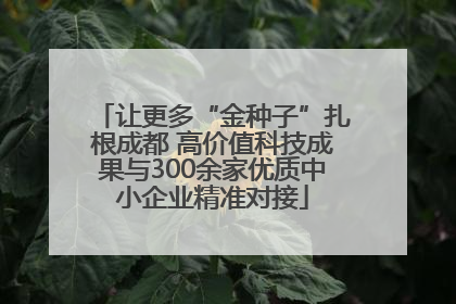 让更多“金种子”扎根成都 高价值科技成果与300余家优质中小企业精准对接