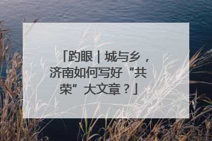 趵眼｜城与乡，济南如何写好“共荣”大文章？