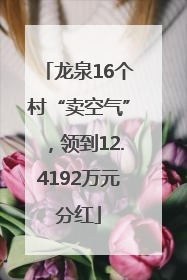 龙泉16个村“卖空气”，领到12.4192万元分红