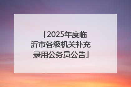 2025年度临沂市各级机关补充录用公务员公告
