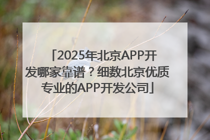 2025年北京APP开发哪家靠谱？细数北京优质专业的APP开发公司