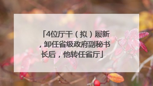 4位厅干（拟）履新，卸任省级政府副秘书长后，他转任省厅